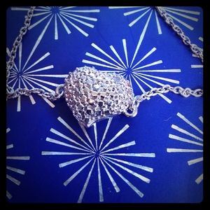 Sterling silver heart diamond chip bracelet